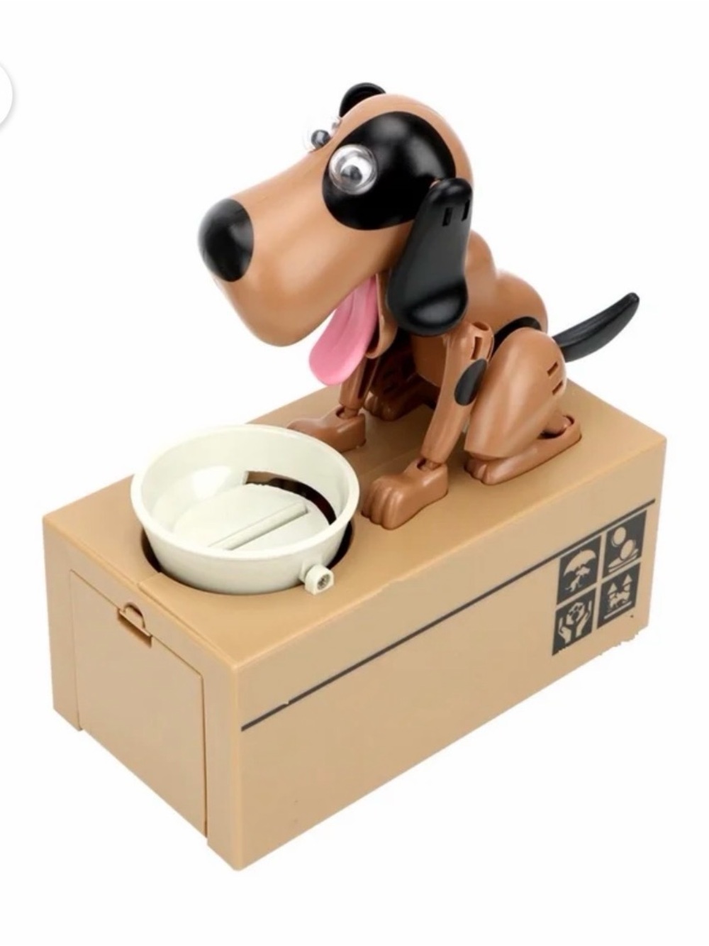 NIB Brown Interactive Dog Coin Bank with Moving Head
